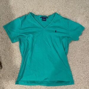 Ralph Lauren Teal V-Neck Short Sleeve Tee